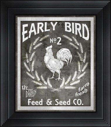 Framed Farm Sign Early Bird Print