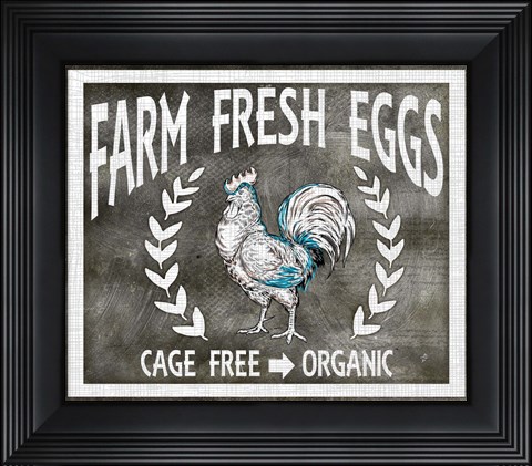 Framed Farm Sign Eggs Print
