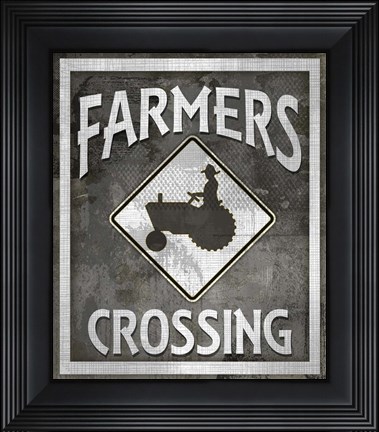 Framed Farm Sign Farmers Crossing Print