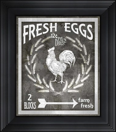 Framed Farm Sign Fresh Eggs Print