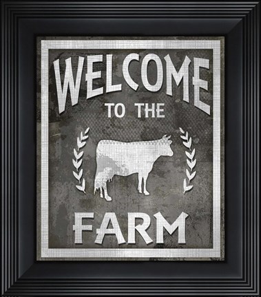 Framed Farm Sign Welcome To The Farm Print