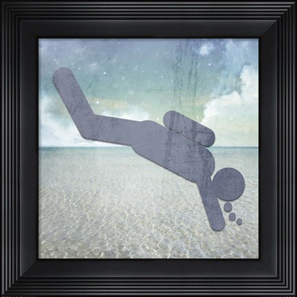 Framed Beach Signs Diver Print