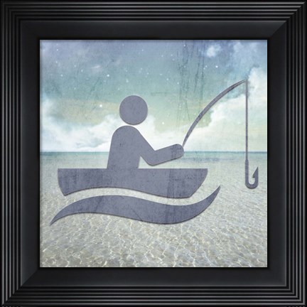 Framed Beach Signs Fishing Print