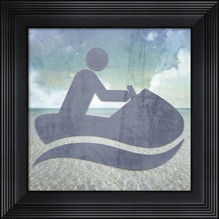 Framed Beach Signs JetSki Print