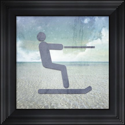 Framed Beach Signs Skiier Print