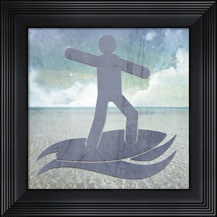 Framed Beach Signs Surfer2 Print