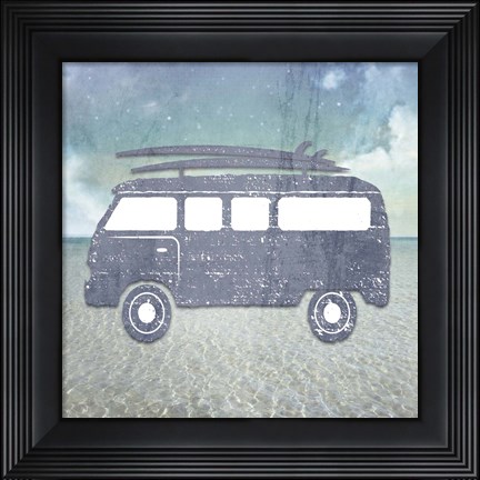 Framed Beach Signs SurfVan2 Print