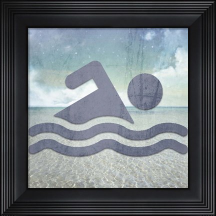 Framed Beach Signs Swimming3 Print