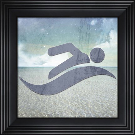 Framed Beach Signs Swimming4 Print