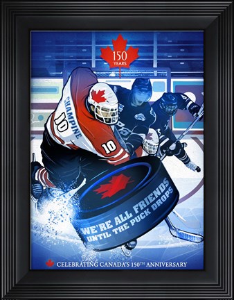 Framed Slapshot Canada 150 Print