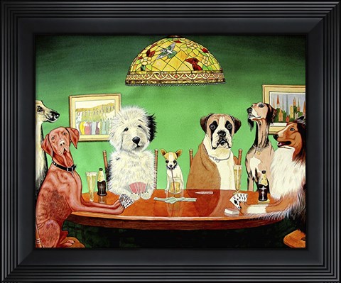 Framed Dogs Playing Poker Print