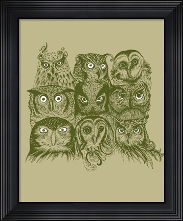 Framed Nine Owls Print