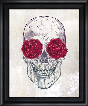 Framed Skull Roses Print