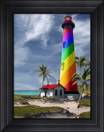 Framed Rainbow Lighthouse South Print