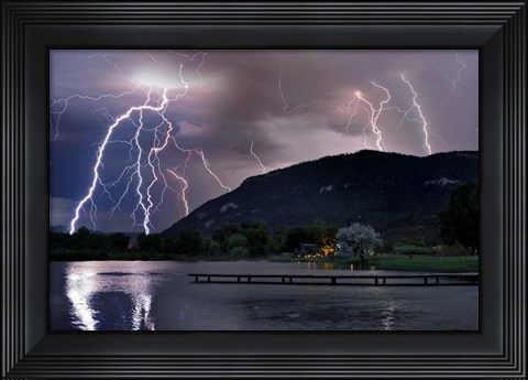 Framed Lightning Campground Print