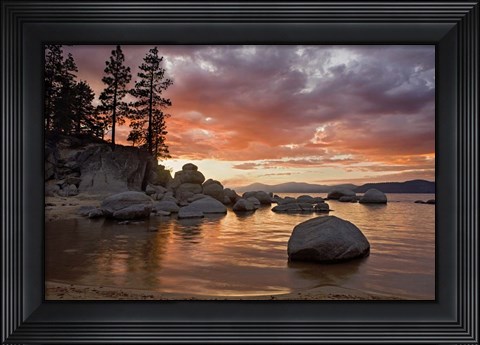 Framed Sand Harbor Sunset orton Print