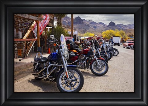 Framed Rt 66 Fun Run Oatman Motorcycles Print