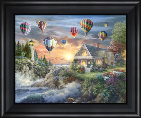 Framed Balloons over Sunset Cove Print