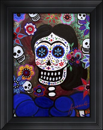 Framed Lady Frida In Blue Print