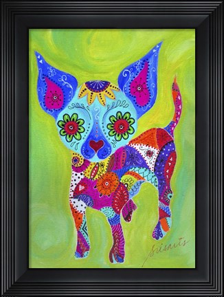 Framed Talavera Happy Chihuahua Print