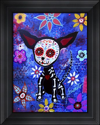 Framed Chihuahua Dia De Los Muertos Print
