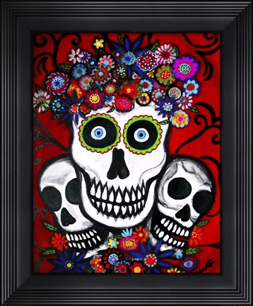 Framed Tres Calaveras Ofrenda Print