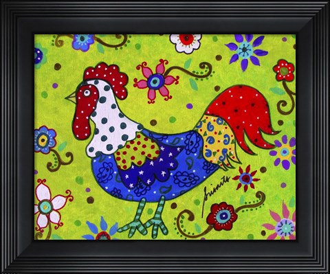 Framed Whimsical Rooster Print