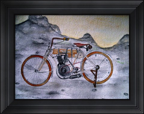 Framed Harley Davidson Bike 1907 Print