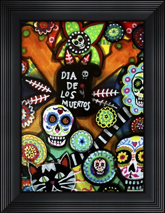 Framed Skulls And Cat Print