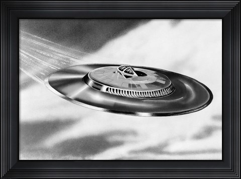 Framed 1950s Artist&#39;S Conception Ufo Flying Saucer Print