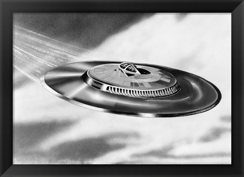 Framed 1950s Artist&#39;S Conception Ufo Flying Saucer Print