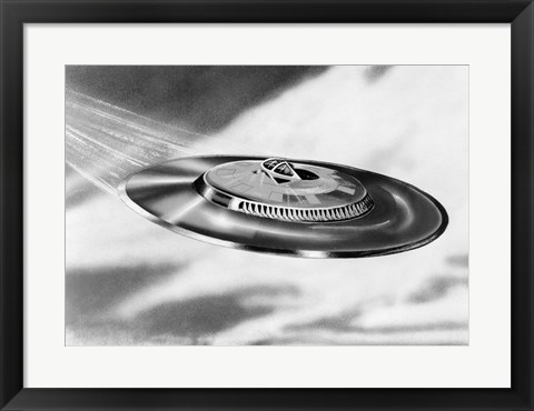 Framed 1950s Artist&#39;S Conception Ufo Flying Saucer Print