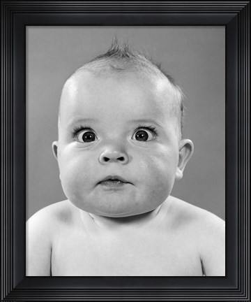 Framed 1950s Close-Up Of Baby Cross-Eyed Print