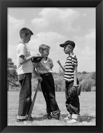 Framed 1950s Boys Baseball Holding Bat Print