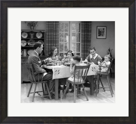 Framed 1930s Family Of 6 Sitting At The Table Print