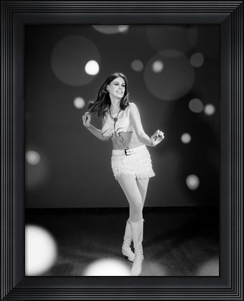 Framed 1960s Woman Dancing In White Print