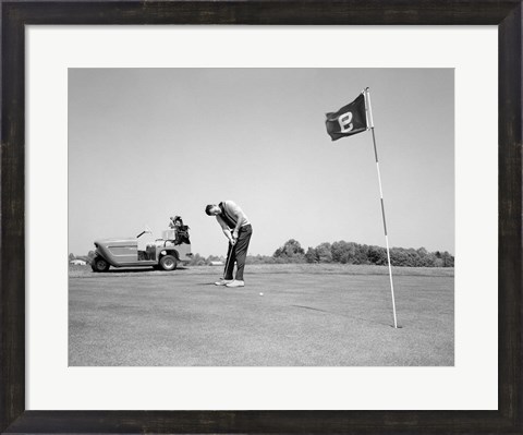 Framed 1960s Man Playing Golf Putting Print