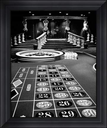 Framed 1960s Casino Viewed Of Roulette Table Print