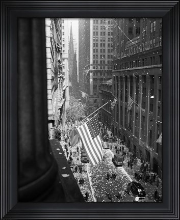 Framed 1940s 1945 Aerial View Of Ve Day Celebration In Nyc Print