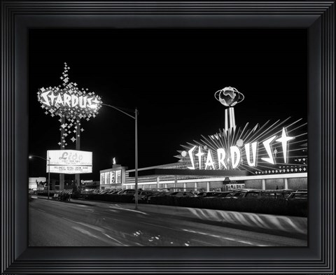 Framed 1960s Night Scene Of The Stardust Casino Las Vegas Print
