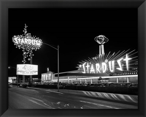 Framed 1960s Night Scene Of The Stardust Casino Las Vegas Print