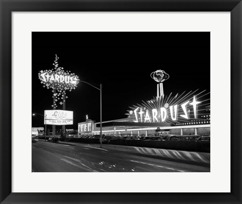 Framed 1960s Night Scene Of The Stardust Casino Las Vegas Print