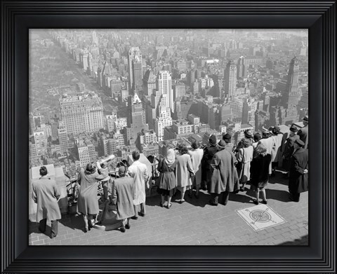 Framed 1940s Tourists Standing On Top Of A Building Print