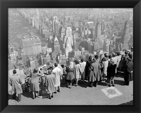 Framed 1940s Tourists Standing On Top Of A Building Print
