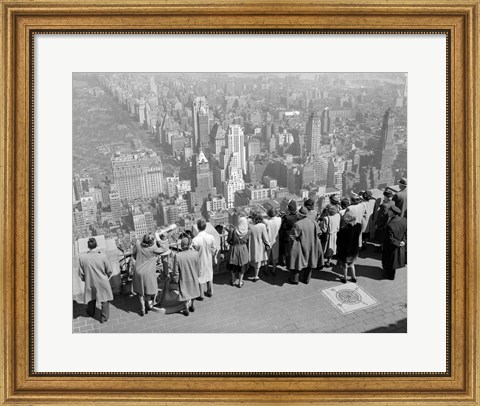 Framed 1940s Tourists Standing On Top Of A Building Print