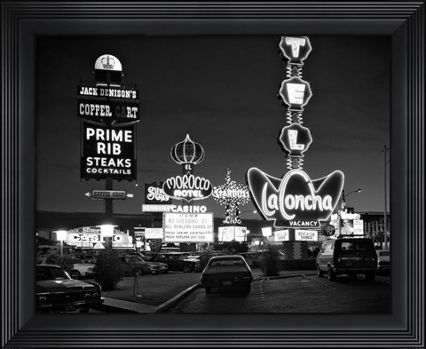 Framed 1980s Night Neon On The Strip Print