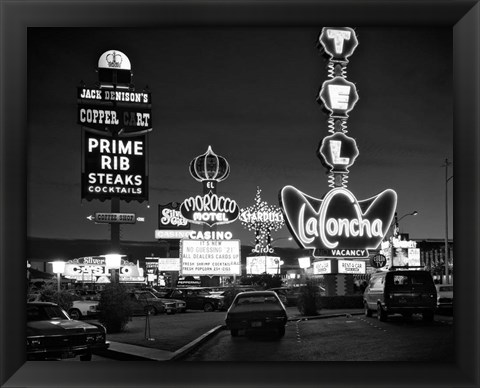 Framed 1980s Night Neon On The Strip Print