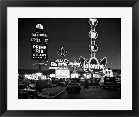 Framed 1980s Night Neon On The Strip Print