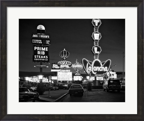 Framed 1980s Night Neon On The Strip Print