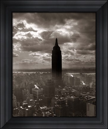 Framed 1930s 1940s Empire State Building Silhouetted In Nyc Print